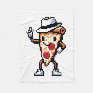 Dancing Pizza Slice - Funny Pixel Art Food Design Fleece Blanket