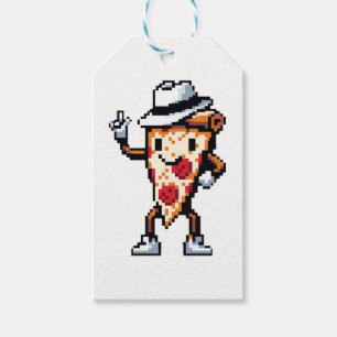 Dancing Pizza Slice - Funny Pixel Art Food Design Gift Tags
