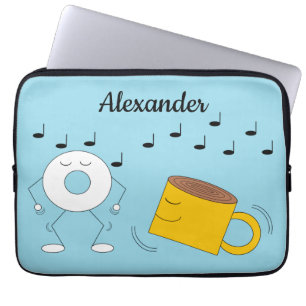Dancing Powdered Donut & Coffee Mug:  Laptop Sleeve