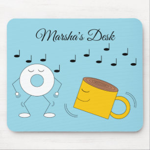 Dancing Powdered Donut & Coffee Mug: Mouse Pad