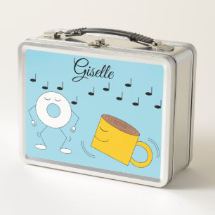 Dancing Powered Donut & Coffee Mug:  Metal Lunch Box