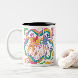 Dancing Pride Rainbow Art | Colourful LGBTQ+ Two-Tone Coffee Mug
