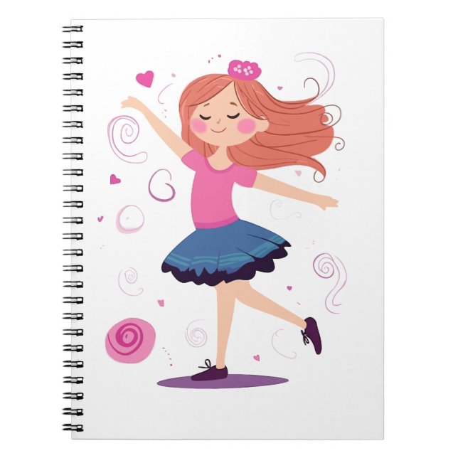 Dancing Princess Ballerina Spiral Notebook (Front)