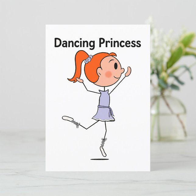 Dancing Princess Cute Ballerina Stick Figure  Invitation (Creator Uploaded)