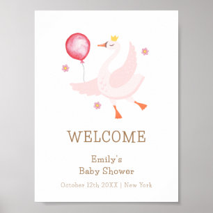 Dancing Princess Swan Balloon Baby Shower Welcome Poster