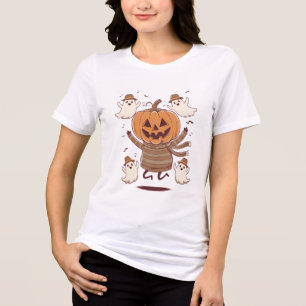 Dancing Pumpkin and Ghost Friends – Halloween Fun Tri-Blend Shirt