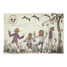 Dancing Pumpkin Folk Kitchen Towel