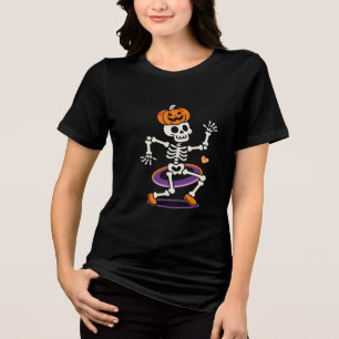 Dancing Pumpkin Skeleton Funny Halloween Women’s T Tri-Blend Shirt