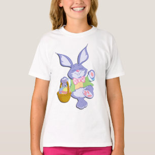 Dancing Purple Easter Bunny Basket of Coloured Egg T-Shirt