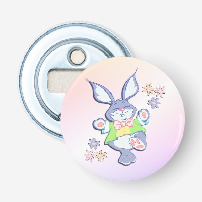 Dancing Purple Easter Bunny Bottle Opener (Front)