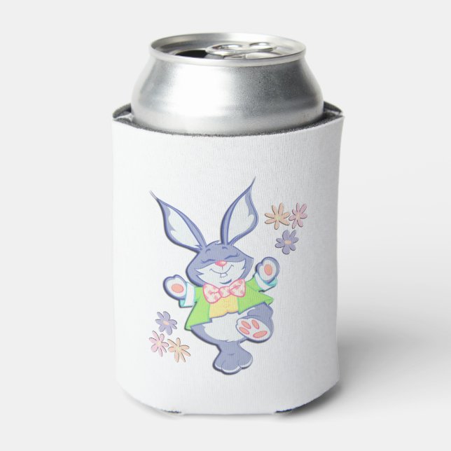 Dancing Purple Easter Bunny Can Cooler (Can Front)
