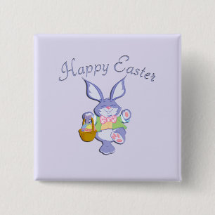 Dancing Purple Easter Bunny Lavender 15 Cm Square Badge