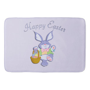 Dancing Purple Easter Bunny Lavender Bath Mat