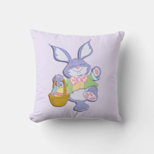 Dancing Purple Easter Bunny Lavender Outdoor Cushion