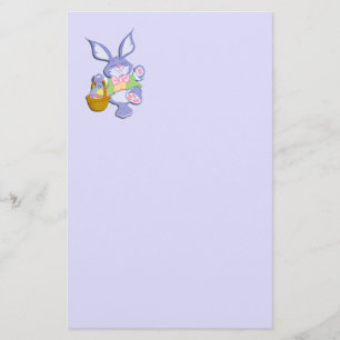Dancing Purple Easter Bunny Lavender Stationery