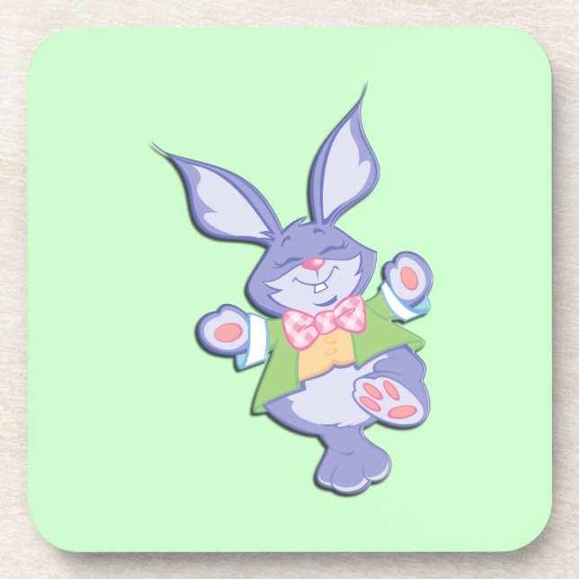 Dancing Purple Easter Bunny Mint Coaster (Front)