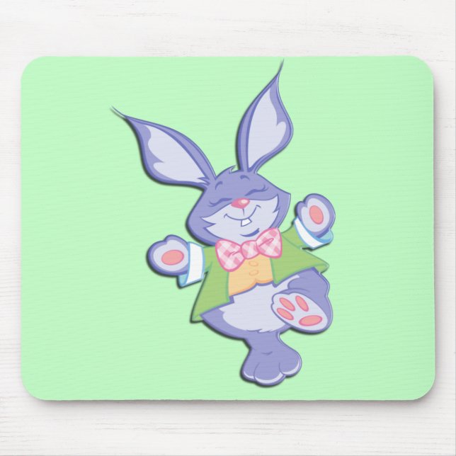 Dancing Purple Easter Bunny Mint Mouse Pad (Front)