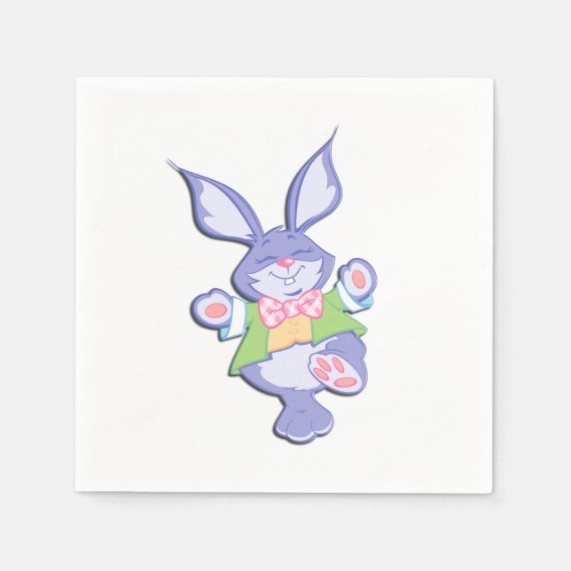 Dancing Purple Easter Bunny Napkin (Front)