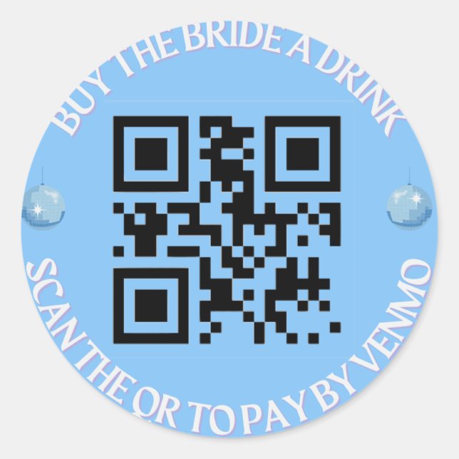 Dancing Queen Bachelorette Drink QR Code Sticker (Front)