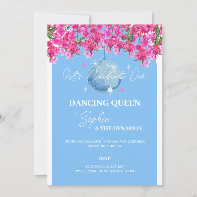 Dancing Queen Bachelorette Weekend Invitation (Front)