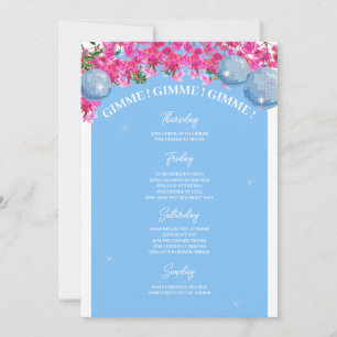 Dancing Queen Bachelorette Weekend Itinerary Invitation