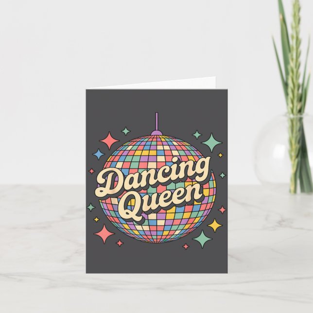 Dancing Queen Disco Ball Quote Party  Card (Front)