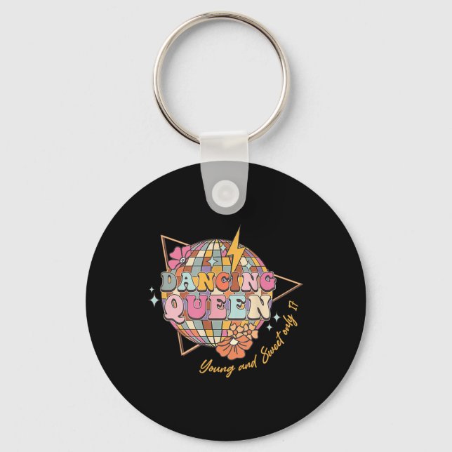 Dancing Queen Foral 17th Birthday Disco Ball  Key Ring (Front)