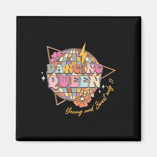 Dancing Queen Foral 17th Birthday Disco Ball Magnet