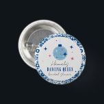 Dancing Queen greek Musical disco bridal shower 3 Cm Round Badge<br><div class="desc">Mediterranean Greek musical bougainvillea-inspired Dancing Queen bridal shower pin button favours</div>