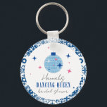 Dancing Queen greek Musical disco bridal shower Key Ring<br><div class="desc">Mediterranean Greek musical bougainvillea-inspired Dancing Queen bridal shower keychain party favour.</div>