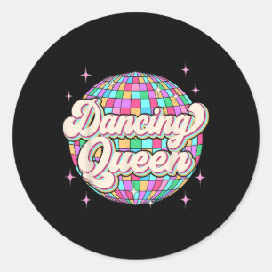 Dancing Queen Shirt Vintage Dancing 70s Kids Girl  Classic Round Sticker