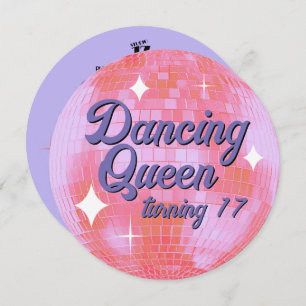 Dancing Queen Turning 17 Disco Ball Invitation