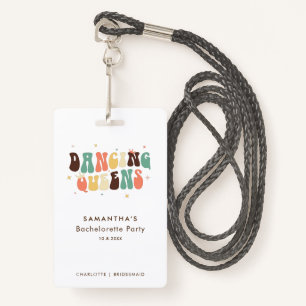 Dancing Queens Retro Bachelorette Bridesmaid ID Badge
