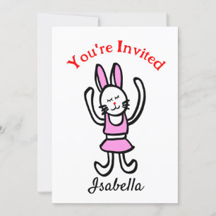 Dancing Rabbit Birthday Invitation Card