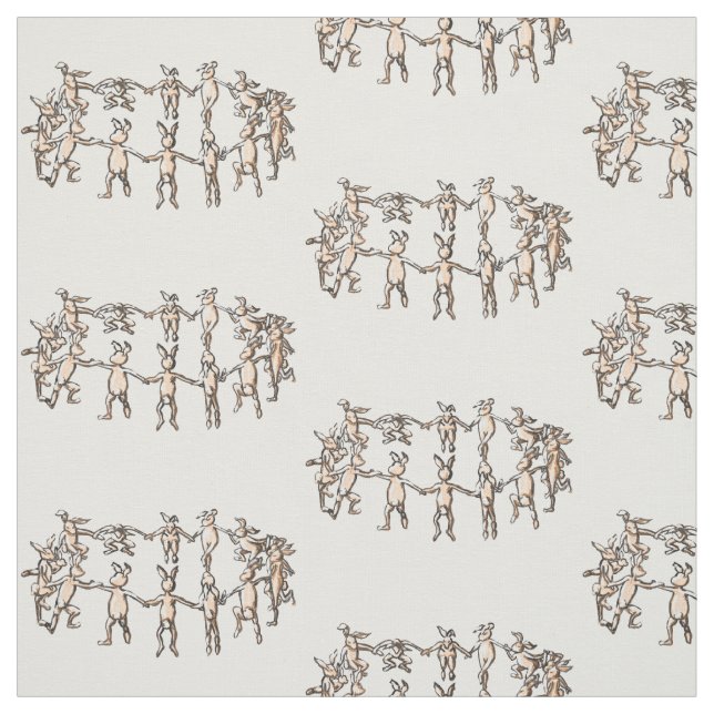 dancing rabbit bunnies in a circle repeat fabric (Swatch)
