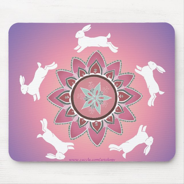 Dancing Rabbit Mandala Mousepad (Front)