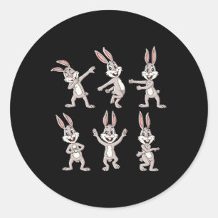 Dancing Rabbits Easter Dance Challenge Boys Girls  Classic Round Sticker