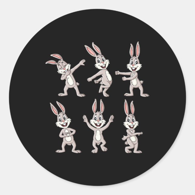 Dancing Rabbits Easter Dance Challenge Boys Girls  Classic Round Sticker (Front)