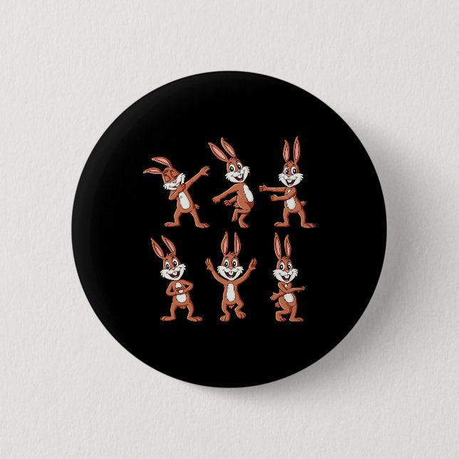 Dancing Rabbits Easter Day Dance Challenge Boys Gi 6 Cm Round Badge (Front)