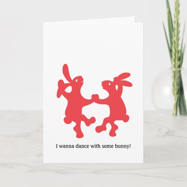 Dancing Red Bunnies Card (Front)