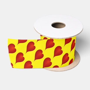 Dancing Red Hearts Modern Abstract Digital Art Satin Ribbon