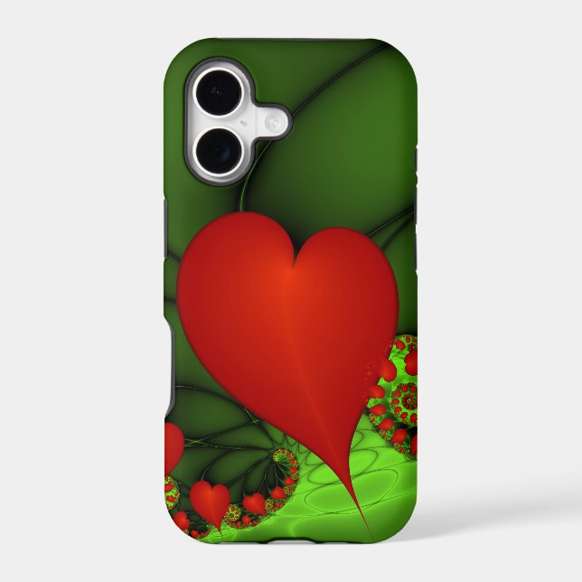 Dancing Red Hearts Modern Abstract Fractal Art (Back)