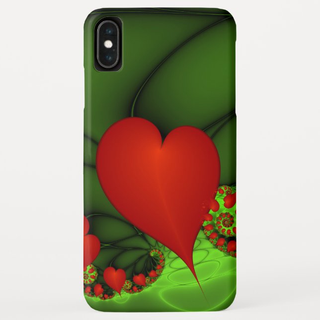 Dancing Red Hearts Modern Abstract Fractal Art Case-Mate iPhone Case (Back)