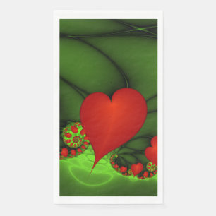 Dancing Red Hearts Modern Abstract Fractal Art Napkin