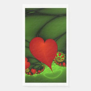Dancing Red Hearts Modern Abstract Fractal Art Napkin
