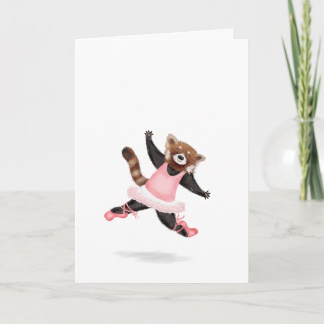 Dancing red panda blank card (Front)