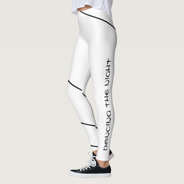 Dancing Refined Black Minimal Enveloping Line Art  Leggings (Left)