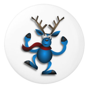 DANCING REINDEER CERAMIC KNOB