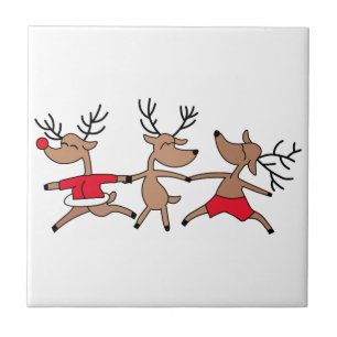 Dancing Reindeer Ceramic Tile
