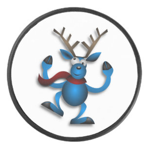 DANCING REINDEER HOCKEY PUCK